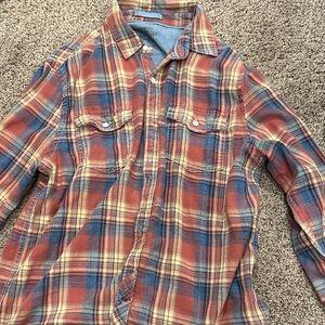 True Grit Men's Casual Plaid Shirt in Red, Blue, and Yellow
